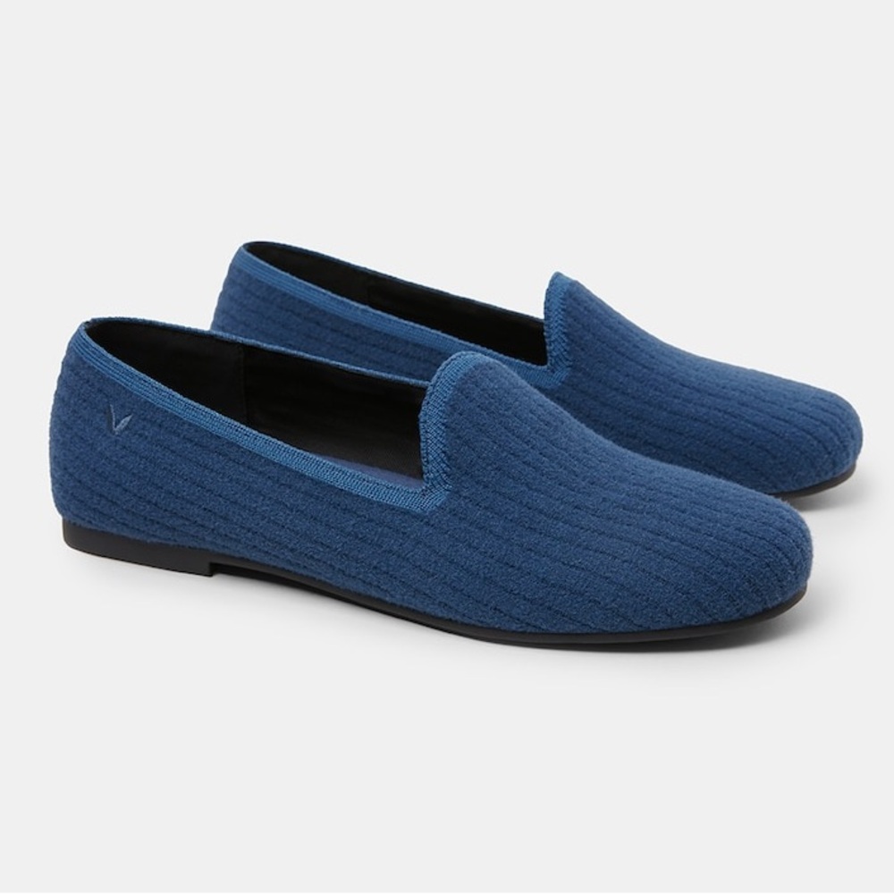 Blue Women's Knit Slip-On Flats